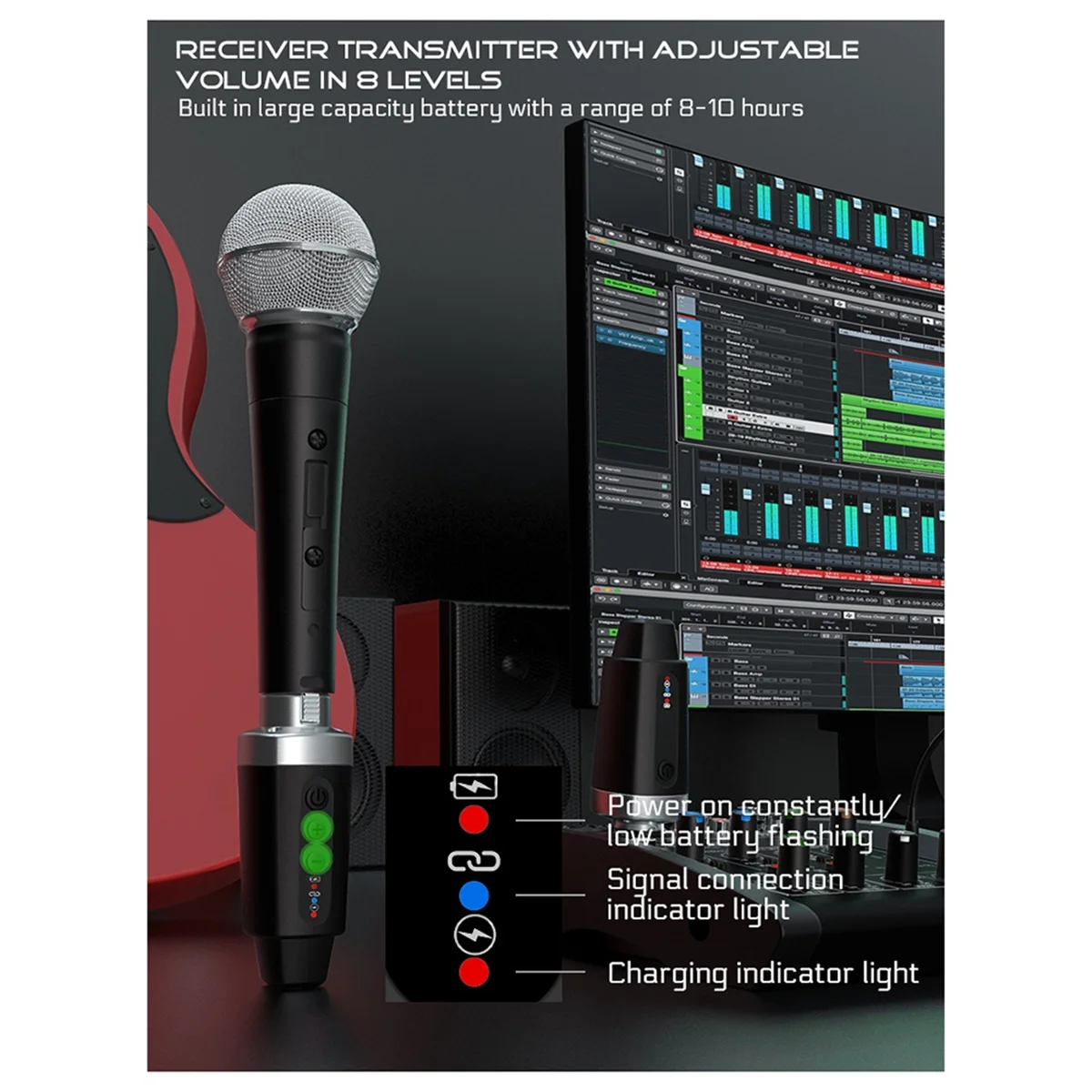 A56XQ New XLR Adapter System Wireless Microphone Transmitter Receiver for Dynamic Microphone Guitar Audio Mixer PA System
A56XQ New XLR Adapter System Wireless Microphone Transmitter Receiver for Dynamic Microphone Guitar Audio Mixer PA System