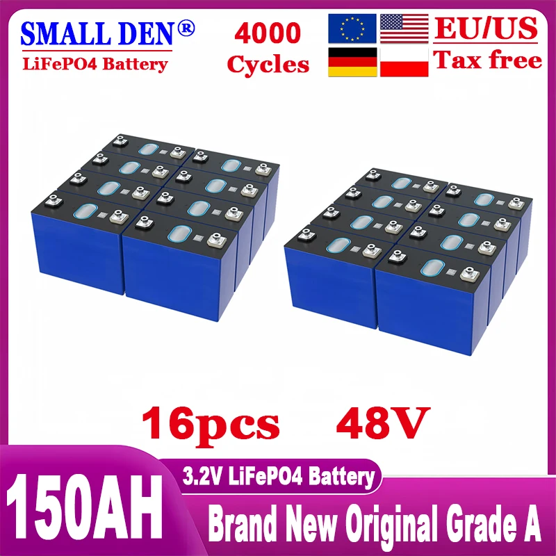 16pcs 3.2V 150Ah LiFePO4 battery phosphate Cell DIY 12V24V 48V Motorcycle Electric Car travel Solar inverter Batteries Duty-free
16pcs 3.2V 150Ah LiFePO4 battery phosphate Cell DIY 12V24V 48V Motorcycle Electric Car travel Solar inverter Batteries Duty-free