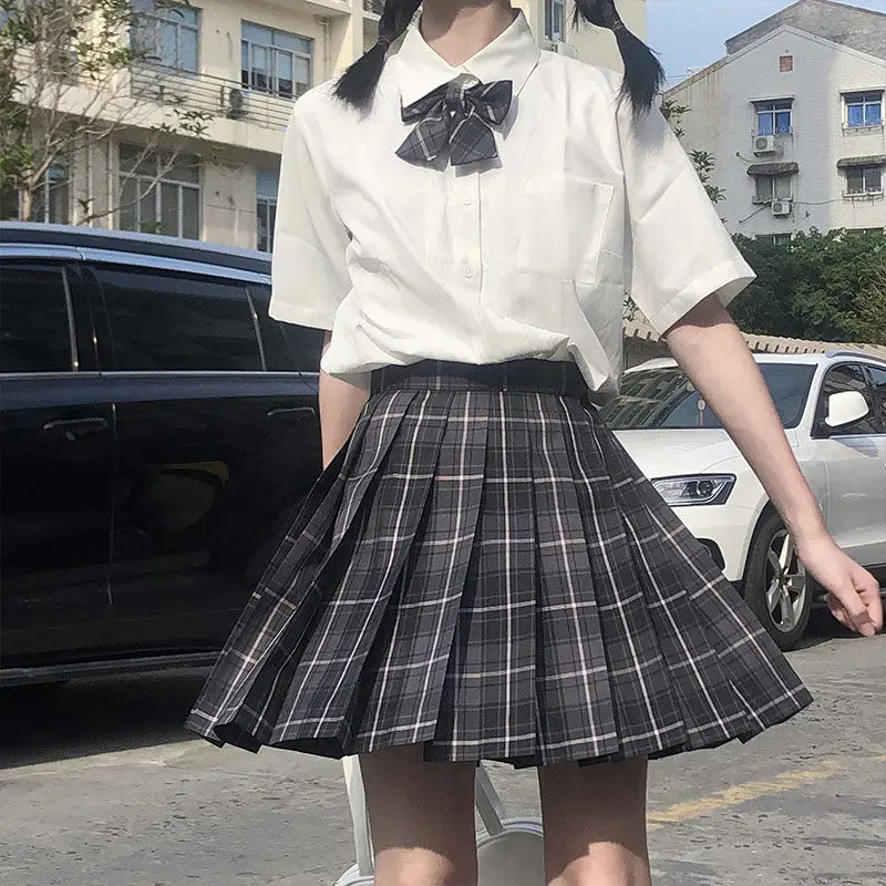 Summer Short Sleeve Uniform Skirt Set Women's Half-length Pleated Shirt Grey Fashion Ensemble for Young Adults Polyester Fabric
Summer Short Sleeve Uniform Skirt Set Women's Half-length Pleated Shirt Grey Fashion Ensemble for Young Adults Polyester Fabric