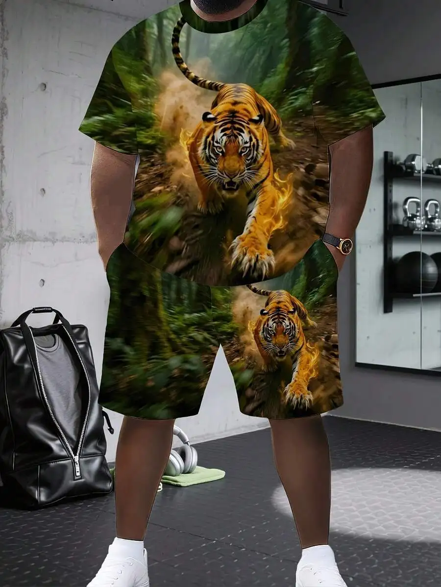 Mens Plus Size 3D Printed Tiger Jungle Graphic T-Shirt And Shorts Set Casual Summer Outfit
Mens Plus Size 3D Printed Tiger Jungle Graphic T-Shirt And Shorts Set Casual Summer Outfit