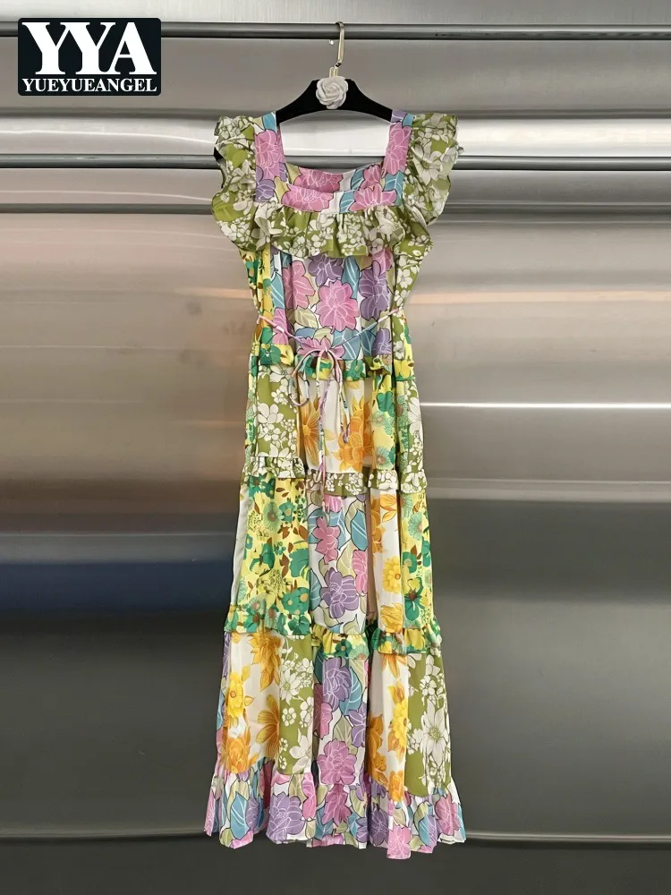 Vintage Summer Floral Printed Long Dress Women Ruffles Sleeveless Holiday Dress Fashion Lace Up Waist Comfortable Hawaiian Dress
Vintage Summer Floral Printed Long Dress Women Ruffles Sleeveless Holiday Dress Fashion Lace Up Waist Comfortable Hawaiian Dress