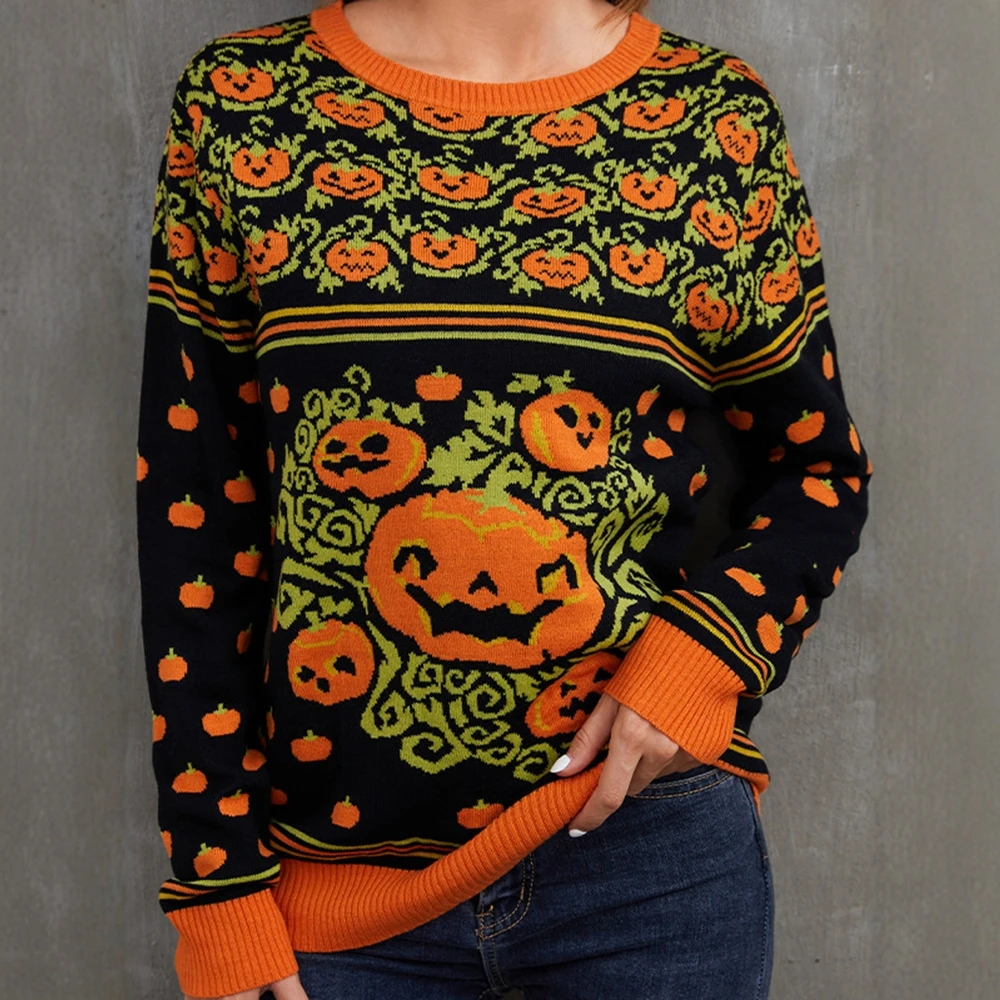 UNIKTEE женский осенне-зимний свитер с круглым вырезом и длинными рукавами, повседневный топ с рисунком тыквы на тему Хэллоуина, отпускной топ
UNIKTEE женский осенне-зимний свитер с круглым вырезом и длинными рукавами, повседневный топ с рисунком тыквы на тему Хэллоуина, отпускной топ
