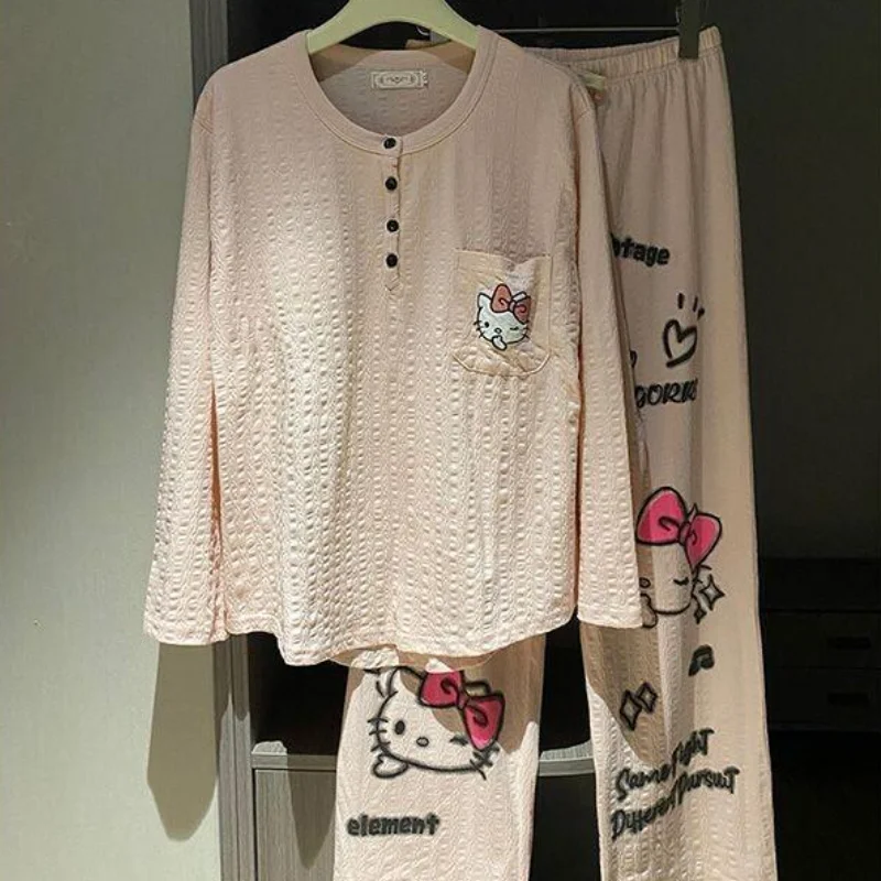 Hot Sanrio Hello Kitty Pajama Set Long Sleeve Sleepwear Set Girls Loose Fit Home Pants Spring Summer New Kawaii Nightwear Set
Hot Sanrio Hello Kitty Pajama Set Long Sleeve Sleepwear Set Girls Loose Fit Home Pants Spring Summer New Kawaii Nightwear Set
