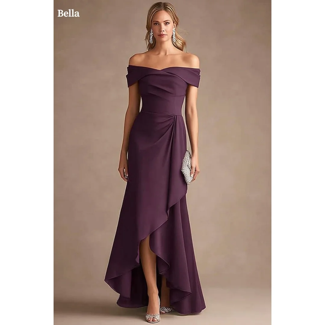 Bella Customized Burgundy Satin Off Shoulder Ruched Mermaid Prom Dress robes de soirée Party Dresses For Women Evening Gown
Bella Customized Burgundy Satin Off Shoulder Ruched Mermaid Prom Dress robes de soirée Party Dresses For Women Evening Gown