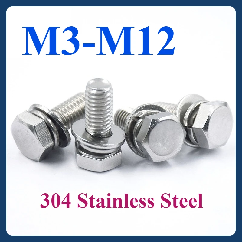 2~40pcs 304 Stainless Steel External Hex Hexagon Bolt Spring Plain Washer Machine Screw Assembly M3 M4 M5 M6 M8 M10 M12
2~40pcs 304 Stainless Steel External Hex Hexagon Bolt Spring Plain Washer Machine Screw Assembly M3 M4 M5 M6 M8 M10 M12