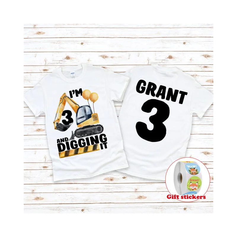 Excavator Birthday Shirt | Boys Construction Birthday Shirt | I'm Three And Digging It Birthday Shirt | 3rd Birthday Shirt
Excavator Birthday Shirt | Boys Construction Birthday Shirt | I'm Three And Digging It Birthday Shirt | 3rd Birthday Shirt