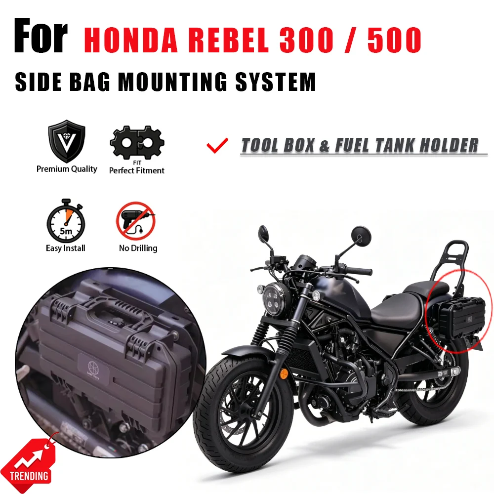 For Honda Rebel 300 500 CMX300 CMX500 Side Bag Support Rack Tool Box Spare Fuel Tank Waterproof Saddlebags Maletas Moto
For Honda Rebel 300 500 CMX300 CMX500 Side Bag Support Rack Tool Box Spare Fuel Tank Waterproof Saddlebags Maletas Moto