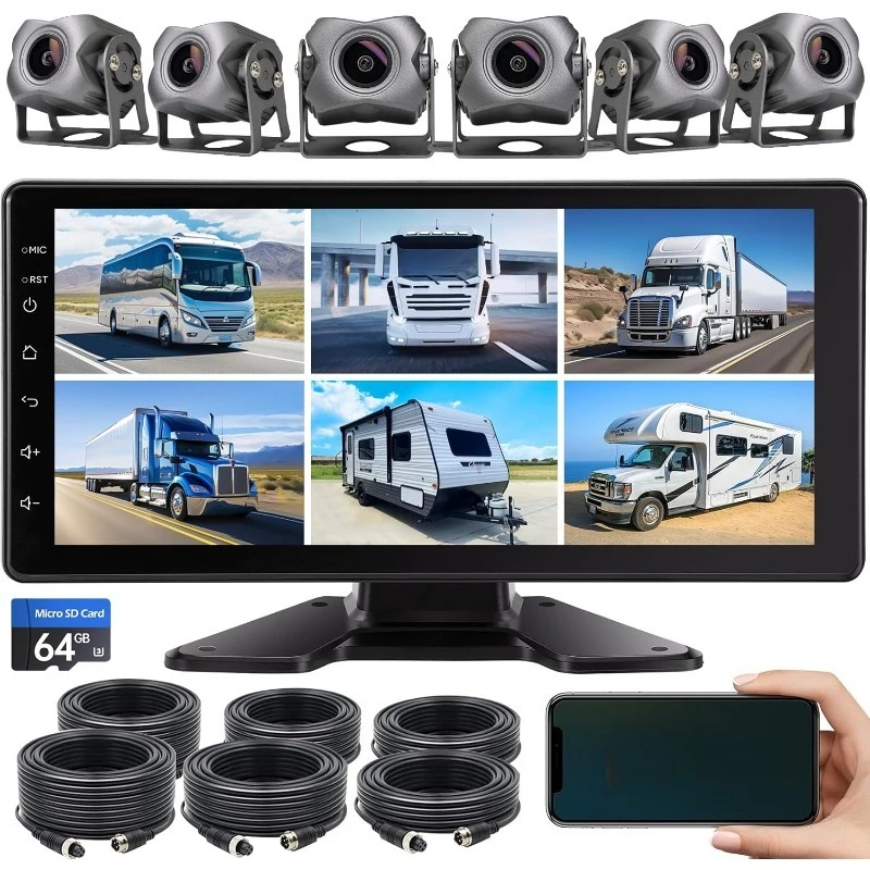 6-Channel Dash Cam 1080P Backup Camera System with 10.33 Inch Touch Parking Monitor,DVR Recording Back Up Camera
6-Channel Dash Cam 1080P Backup Camera System with 10.33 Inch Touch Parking Monitor,DVR Recording Back Up Camera