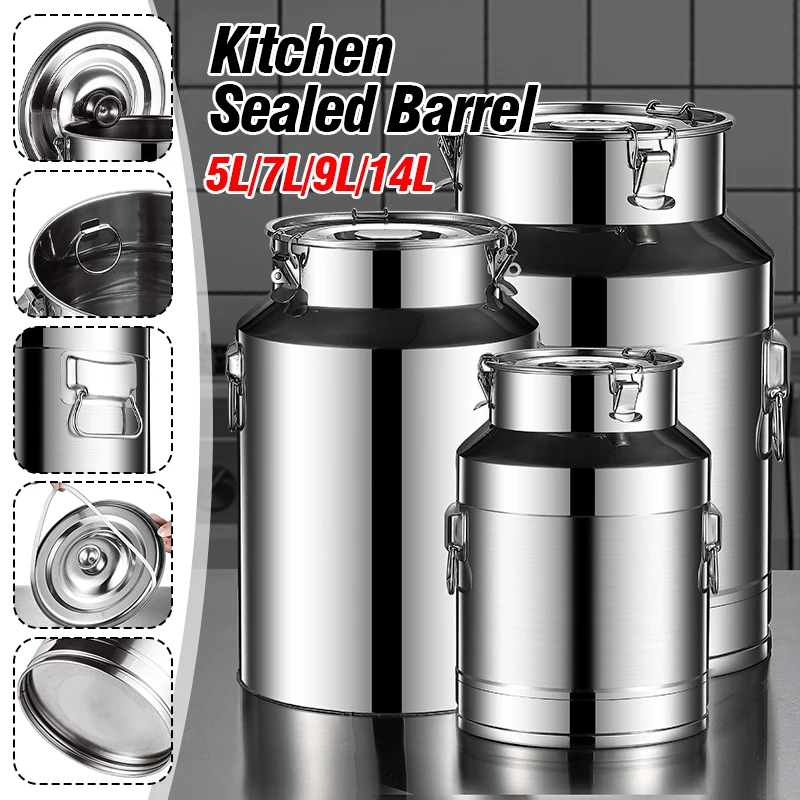 Stainless Steel Sealed Barrel 5L/7L/9L/14L Airtight Kitchen Oil Container Food Grade Liquid Storage Tank for Wine Milk Soy Sauce
Stainless Steel Sealed Barrel 5L/7L/9L/14L Airtight Kitchen Oil Container Food Grade Liquid Storage Tank for Wine Milk Soy Sauce