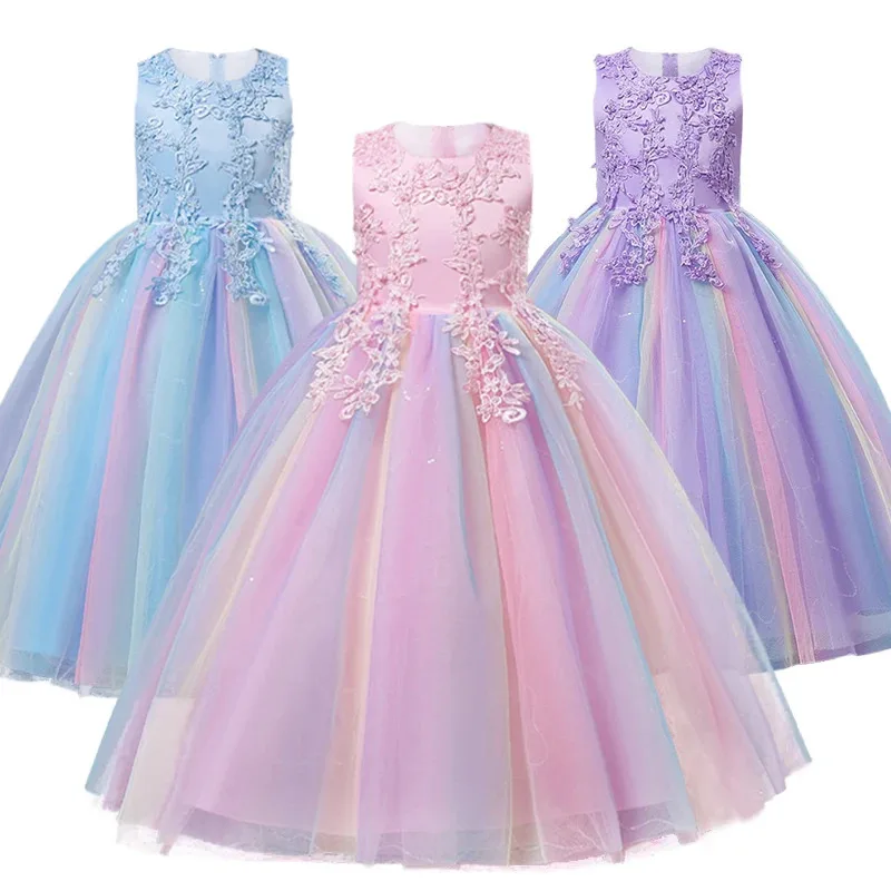 3-12 Years Girls Luxury Rainbow Tulle Lace Flower Bridesmaid Wedding Party Dresses Children Colorful Graduation Ceremony Costume
3-12 Years Girls Luxury Rainbow Tulle Lace Flower Bridesmaid Wedding Party Dresses Children Colorful Graduation Ceremony Costume