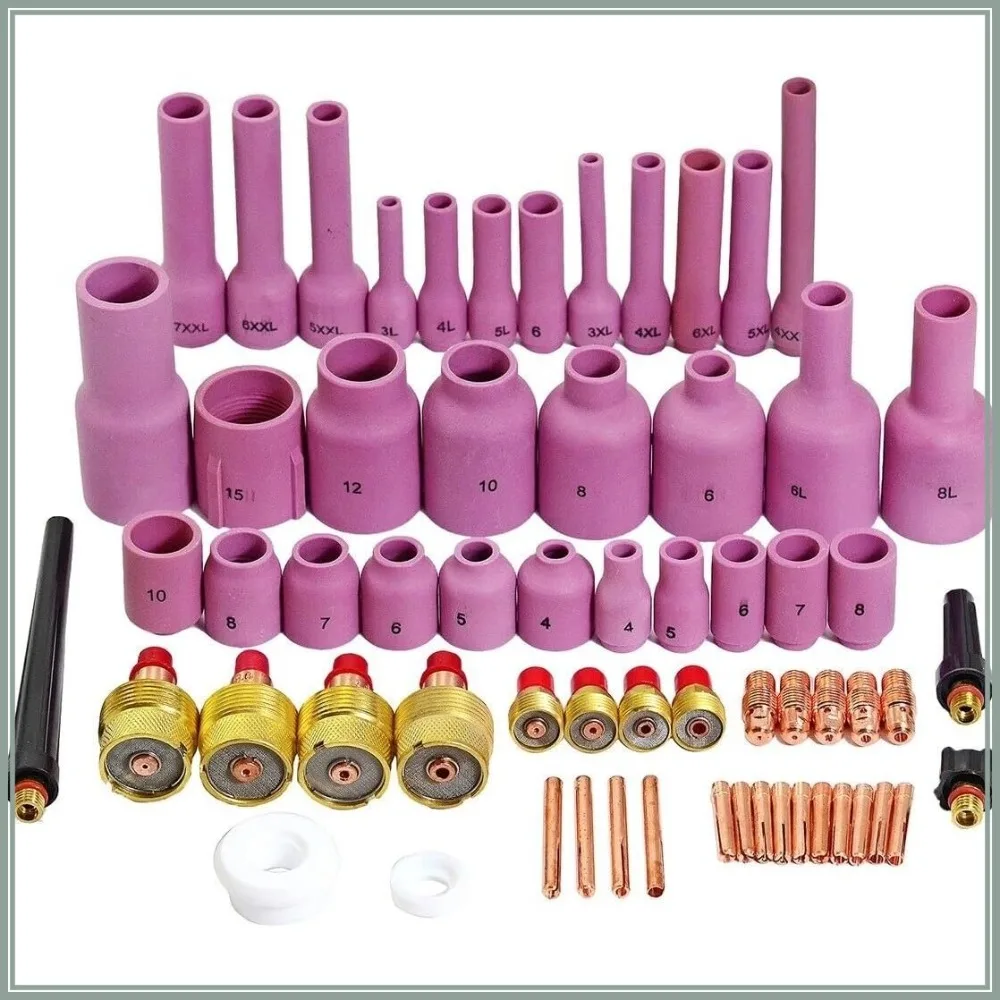 Large Diameter Alumina Nozzle Ceramic Cups TIG Back Cap Assorted Size Kit for DB SR WP 9 20 25 Welding Torch 63pcs
Large Diameter Alumina Nozzle Ceramic Cups TIG Back Cap Assorted Size Kit for DB SR WP 9 20 25 Welding Torch 63pcs