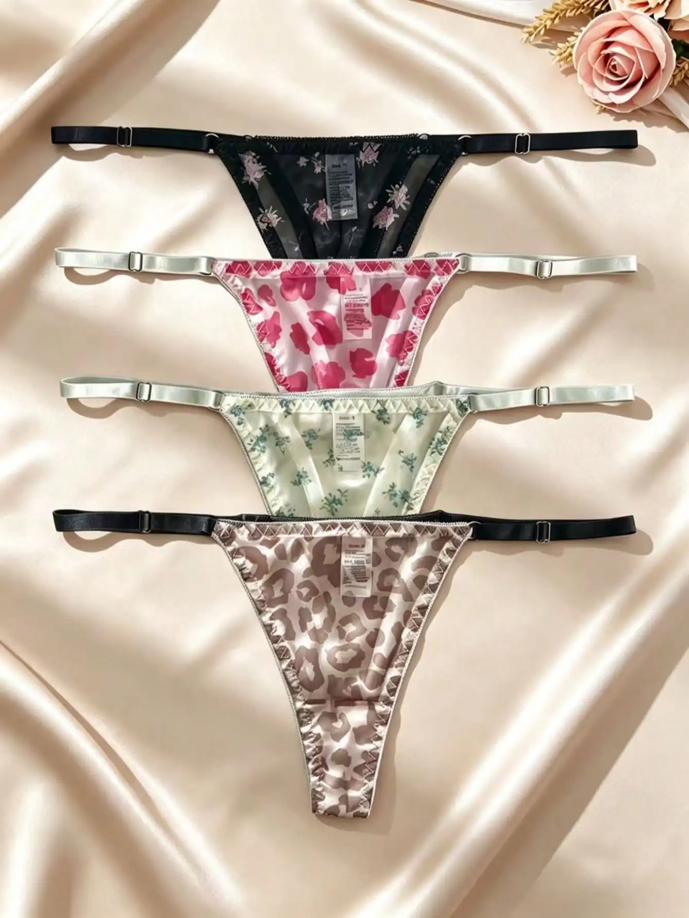 4PCS women's underwear printed and leopard print mesh underwear, adjustable thin band transparent underwear, low waisted women's
4PCS women's underwear printed and leopard print mesh underwear, adjustable thin band transparent underwear, low waisted women's