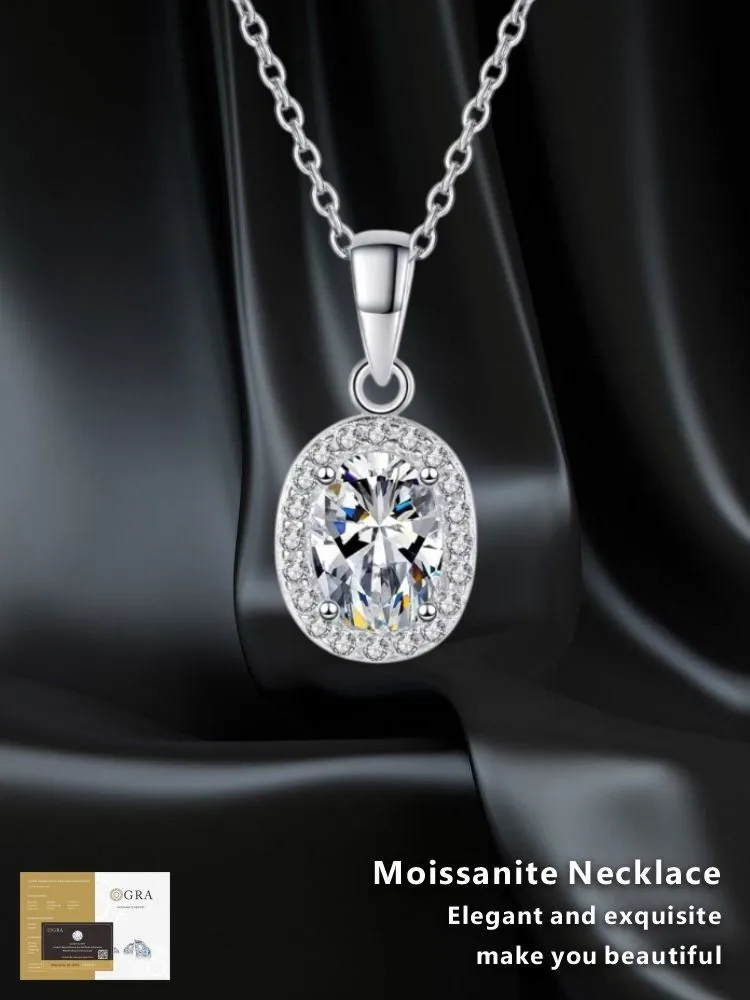 Moissanite Sterling 925 Silver GRA Certified Oval Setting Necklace Female Moissanite Necklace
Moissanite Sterling 925 Silver GRA Certified Oval Setting Necklace Female Moissanite Necklace