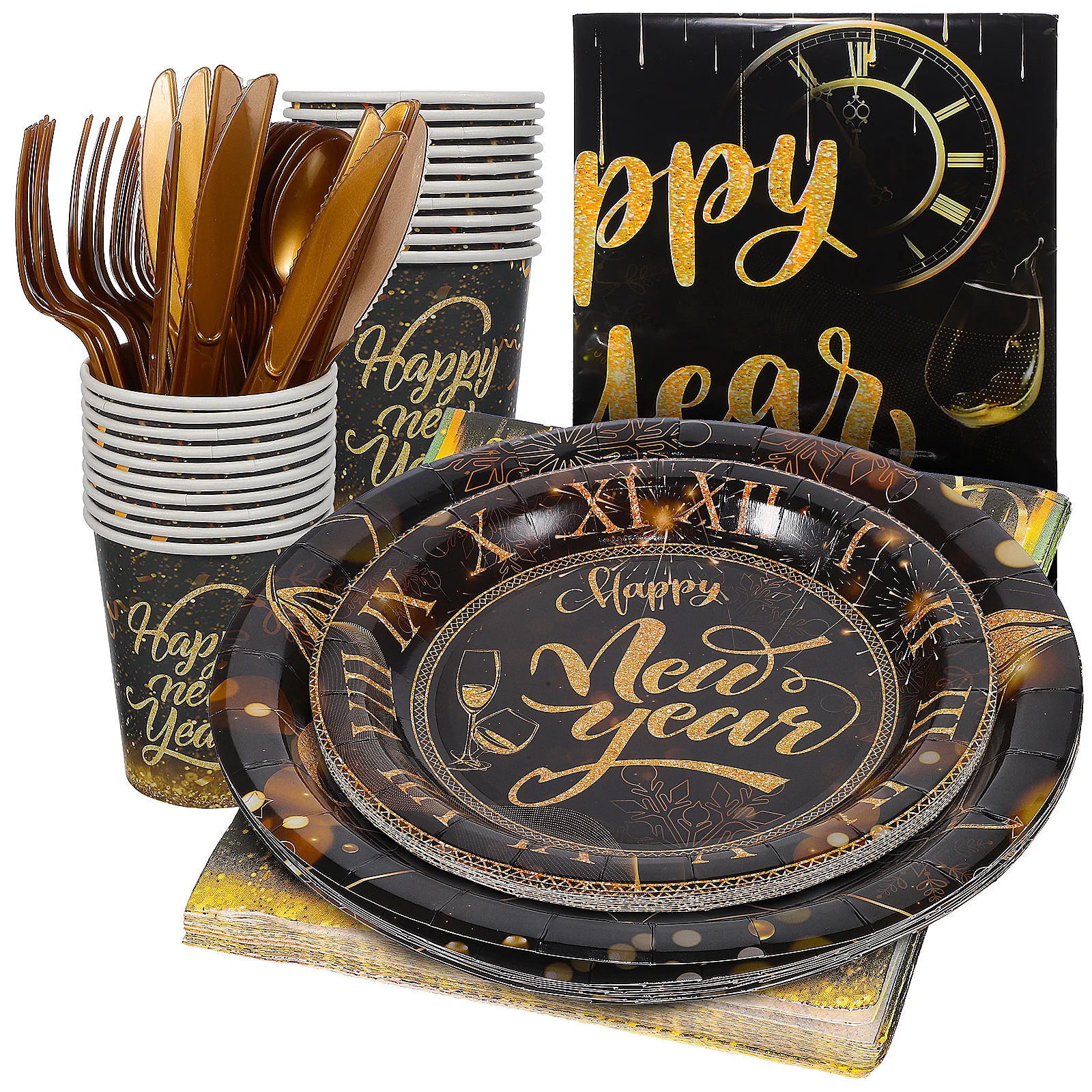 Black Gold Paper Cups Napkins Plates New Years Dinnerware Sets Happy New Year Decor Party Supplies Festive Tableware
Black Gold Paper Cups Napkins Plates New Years Dinnerware Sets Happy New Year Decor Party Supplies Festive Tableware