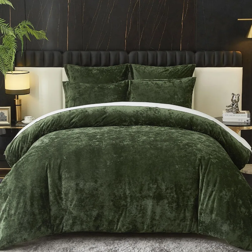 Crushed Velvet Comforter Set Queen Green Comforter Set 5pcs Ultra Soft Lightweight Breathable Bedding Set Luxury Cozy Fl
Crushed Velvet Comforter Set Queen Green Comforter Set 5pcs Ultra Soft Lightweight Breathable Bedding Set Luxury Cozy Fl