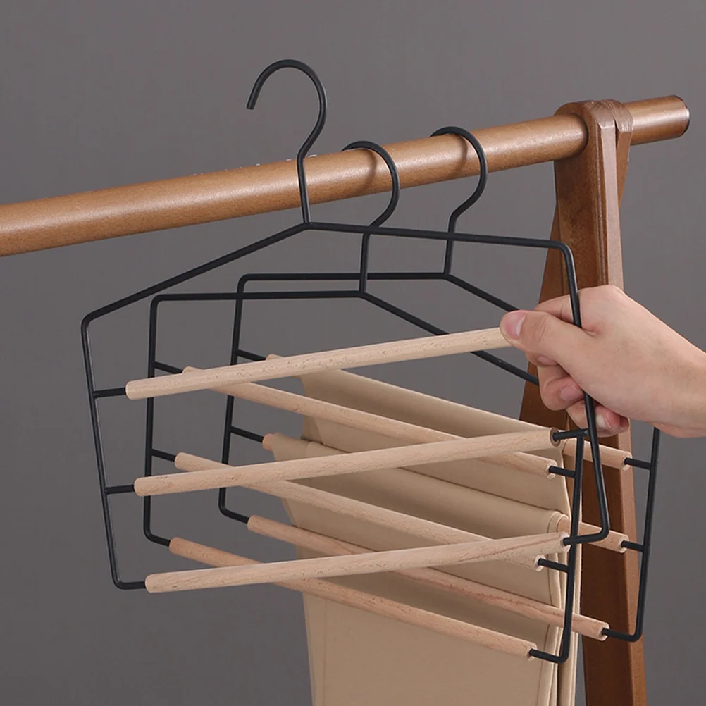 Wrought Iron Wooden Trousers Hanger Space-saving Multilayer Hangers Pants Rack Multi-layer Wrinkle-free Racks
Wrought Iron Wooden Trousers Hanger Space-saving Multilayer Hangers Pants Rack Multi-layer Wrinkle-free Racks