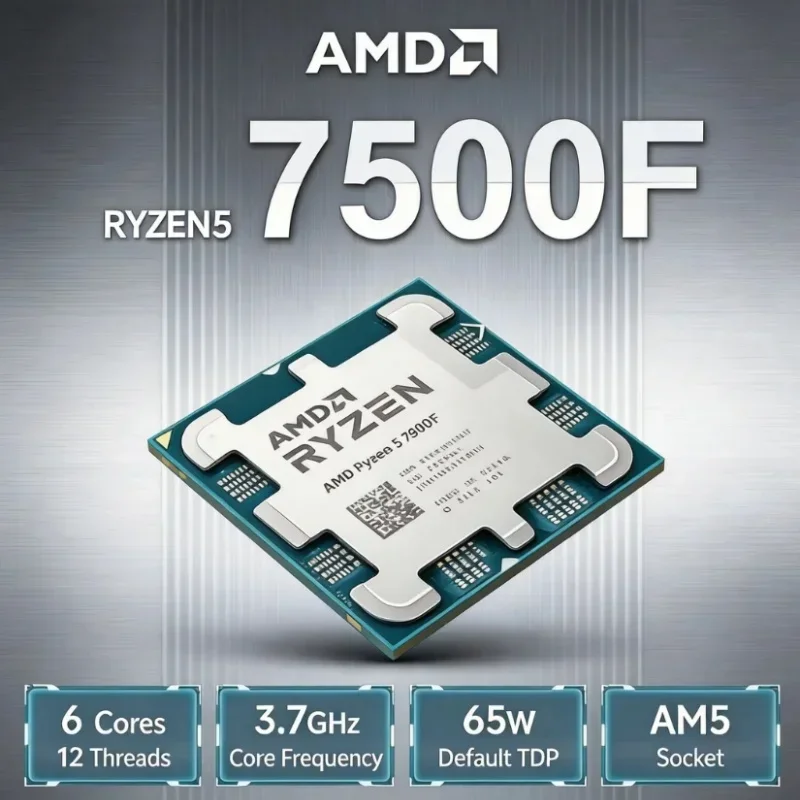 AMD Ryzen 5 7500F R5 7500F 6 Core 12 Thread Gaming CPU 3.7GHz Up to 5.0GHz 32MB L3 Cache AM5 DDR5 65W 5nm Without Cooler
AMD Ryzen 5 7500F R5 7500F 6 Core 12 Thread Gaming CPU 3.7GHz Up to 5.0GHz 32MB L3 Cache AM5 DDR5 65W 5nm Without Cooler
