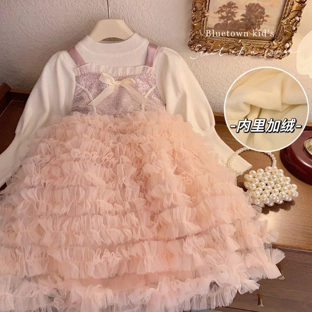 Girls Dress Autumn and Winter 2023 New High-end Temperament Dress Princess Skirt Plus Velvet Little Girl Sweater Skirt
Girls Dress Autumn and Winter 2023 New High-end Temperament Dress Princess Skirt Plus Velvet Little Girl Sweater Skirt