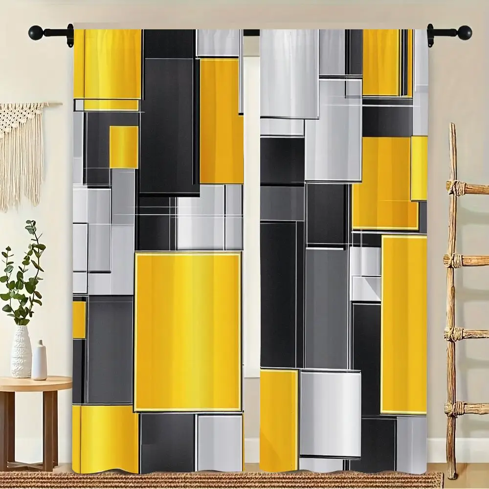 2Pcs Curtain Squares In Yellow Black Silver Pattern Window Drapes for Bedroom Living Room Decoration Window Treatment.
2Pcs Curtain Squares In Yellow Black Silver Pattern Window Drapes for Bedroom Living Room Decoration Window Treatment.