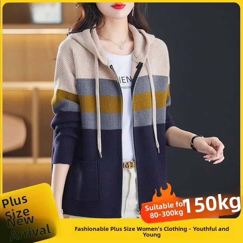 plus Size Color Block Striped Hoodie Sweater Women's Autumn Winter Loose Casual Long Sleeve Knitted Jacket Outerwear
plus Size Color Block Striped Hoodie Sweater Women's Autumn Winter Loose Casual Long Sleeve Knitted Jacket Outerwear