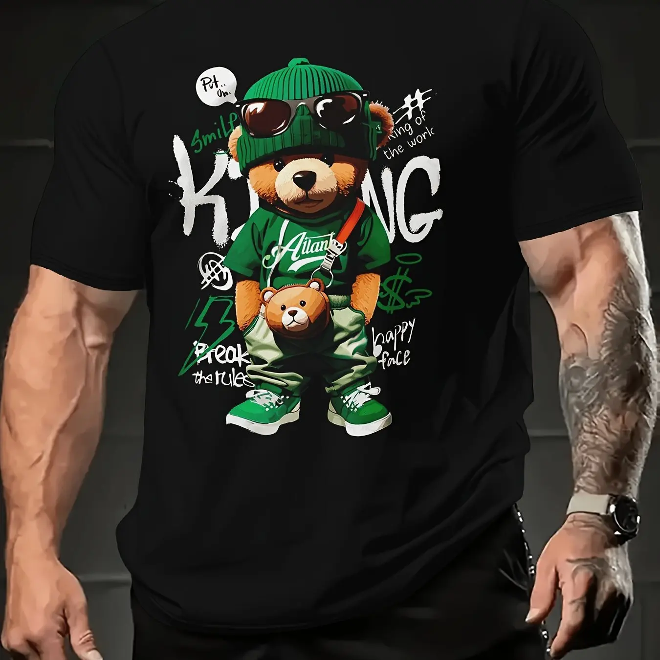 2024 Summer Trendy Men's T-shirt - Cool Bear Pattern, Soft Polyester Fiber, Roun
2024 Summer Trendy Men's T-shirt - Cool Bear Pattern, Soft Polyester Fiber, Roun