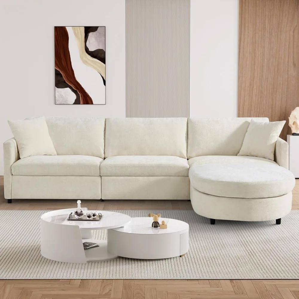L Shaped Sectional Sofa Couch, 106.7" Comfy Chenille 4 Seat Deep Seat Sofa Set with Convertible Ottoman & 2 Pillows
L Shaped Sectional Sofa Couch, 106.7" Comfy Chenille 4 Seat Deep Seat Sofa Set with Convertible Ottoman & 2 Pillows
