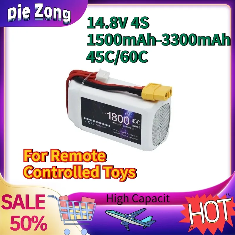 In Stock For Remote Controlled Toys Rechargeable Battery 14.8V 4S 1500mAh-3300mAh Polymer Lithium 45C/60C High Magnification
In Stock For Remote Controlled Toys Rechargeable Battery 14.8V 4S 1500mAh-3300mAh Polymer Lithium 45C/60C High Magnification