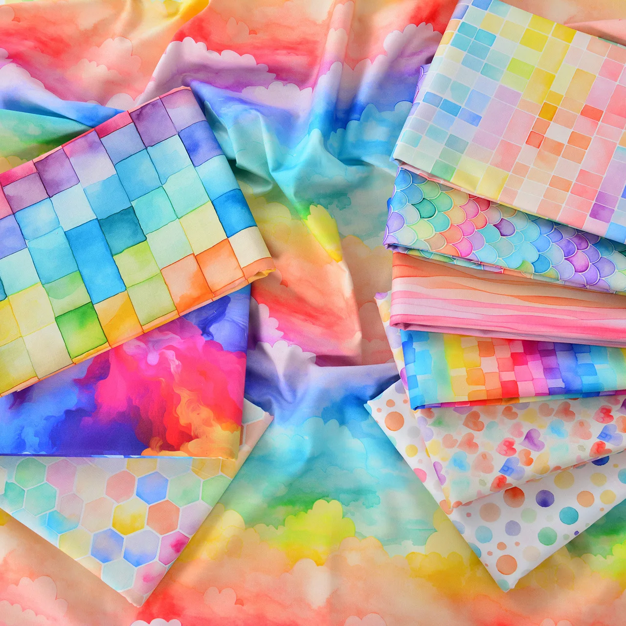 Colorful Rainbow Cloud Cotton Fabric for DIY Clothing Dressmaking Plain Weave Handmade DIY Sewing Fabric
Colorful Rainbow Cloud Cotton Fabric for DIY Clothing Dressmaking Plain Weave Handmade DIY Sewing Fabric