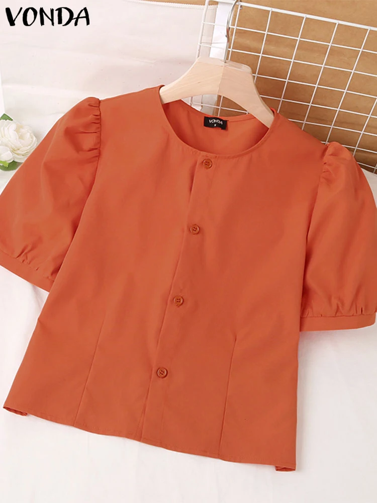 Summer Women Tops VONDA 2025 Solid Blouse Round Neck Casual Loose Pleated Short Sleeve Shirts Short Sleeve Blusas Femininas
Summer Women Tops VONDA 2025 Solid Blouse Round Neck Casual Loose Pleated Short Sleeve Shirts Short Sleeve Blusas Femininas