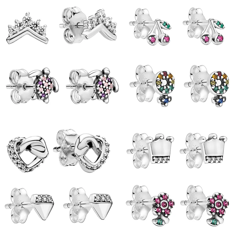New 925 Silver Me Ear stud Heart Flower Moon And Stars Tree Red Blue Stone Color Pendant Stud earrings For Women DIY Jewelry
New 925 Silver Me Ear stud Heart Flower Moon And Stars Tree Red Blue Stone Color Pendant Stud earrings For Women DIY Jewelry 