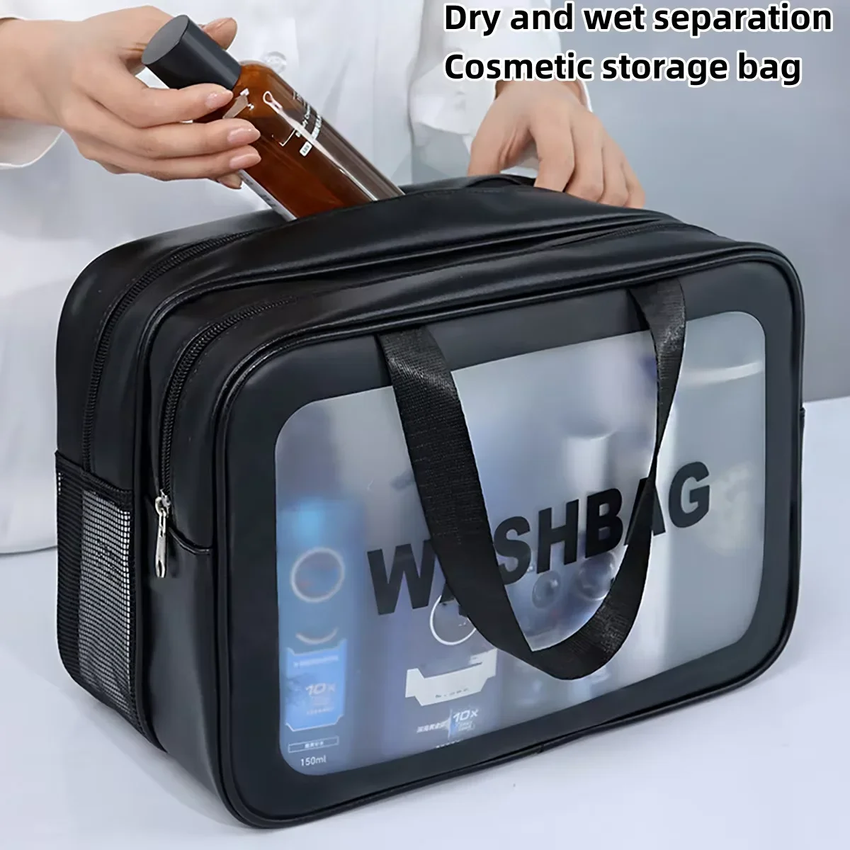 Dry Wet Separation Double Transparent PU Makeup Bag Portable Wash Bag Cosmetic Storage for Travel Gym Swimming Essentials
Dry Wet Separation Double Transparent PU Makeup Bag Portable Wash Bag Cosmetic Storage for Travel Gym Swimming Essentials