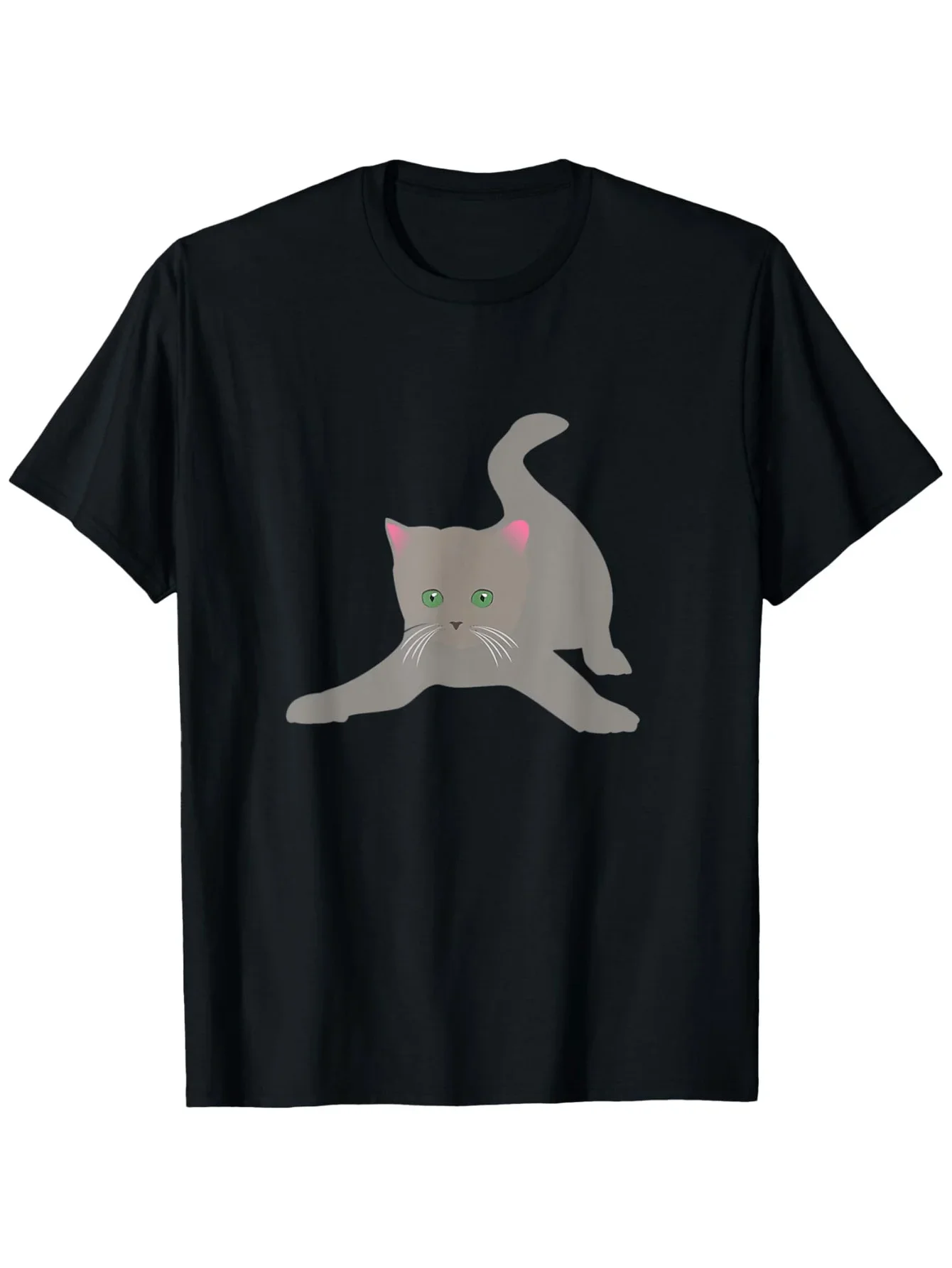 Stretching Gray Cat Graphic Tee Men's Breathable Cotton Short Sleeve T-Shirt
Stretching Gray Cat Graphic Tee Men's Breathable Cotton Short Sleeve T-Shirt