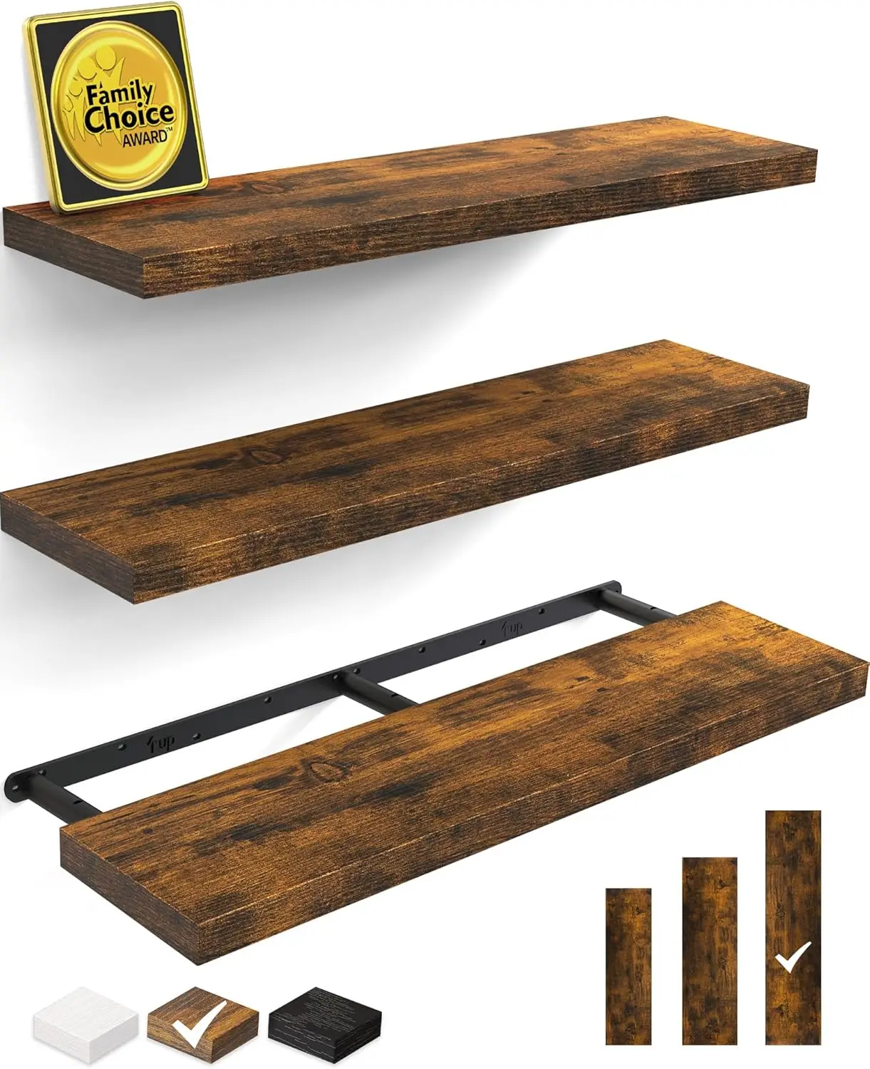 36" Floating Shelves Set of 3, Wall Mounted Wood Shelves for Bathroom, Living Room, Kitchen, Bedroom, Rustic Brown, 30lbs Capacity
36" Floating Shelves Set of 3, Wall Mounted Wood Shelves for Bathroom, Living Room, Kitchen, Bedroom, Rustic Brown, 30lbs Capacity