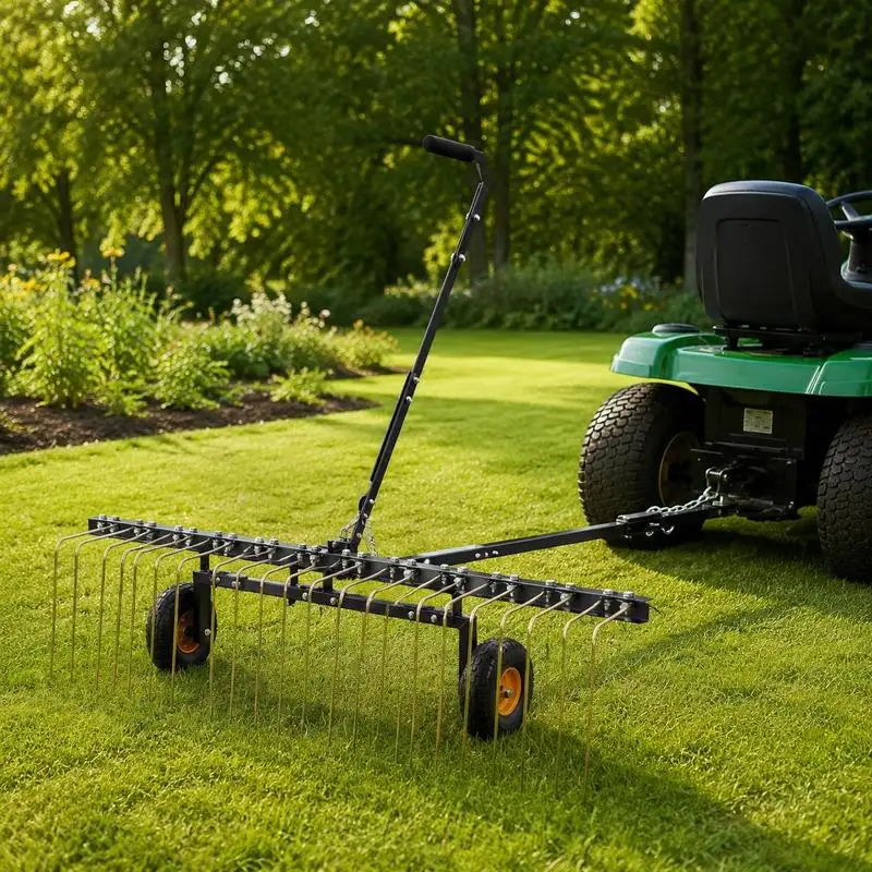 Lawn scarifier, 60-inch scarifier with 24 steel tines, lawn scarifier for ATV or mower, lawn rake with lifting handle for leaves, pine needles and grass
Lawn scarifier, 60-inch scarifier with 24 steel tines, lawn scarifier for ATV or mower, lawn rake with lifting handle for leaves, pine needles and grass