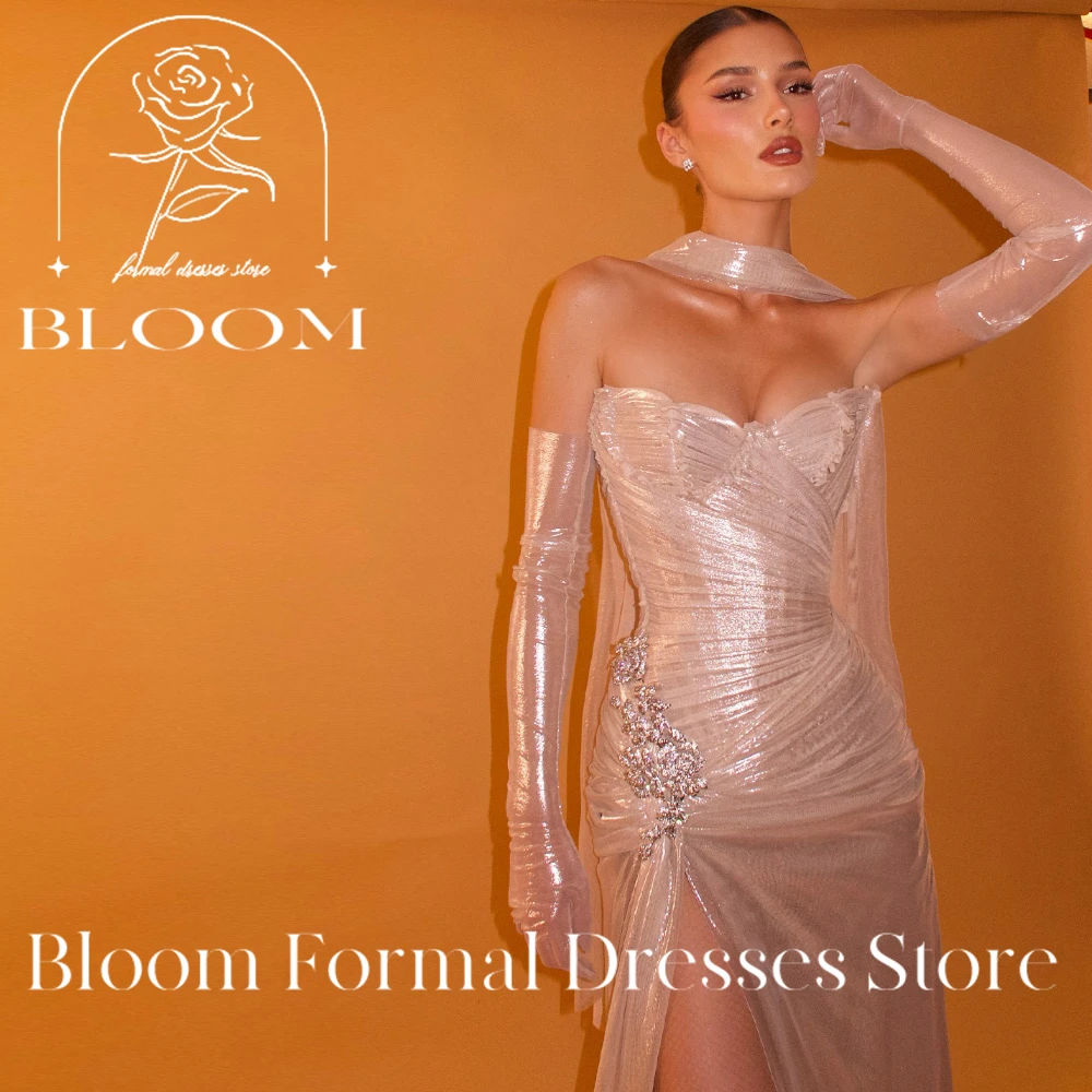 Bloom Customized Strapless Shimmery Formal Dress Long Gloves Sparkling Embellishments High Slit Design Elegant Evening Gown
Bloom Customized Strapless Shimmery Formal Dress Long Gloves Sparkling Embellishments High Slit Design Elegant Evening Gown