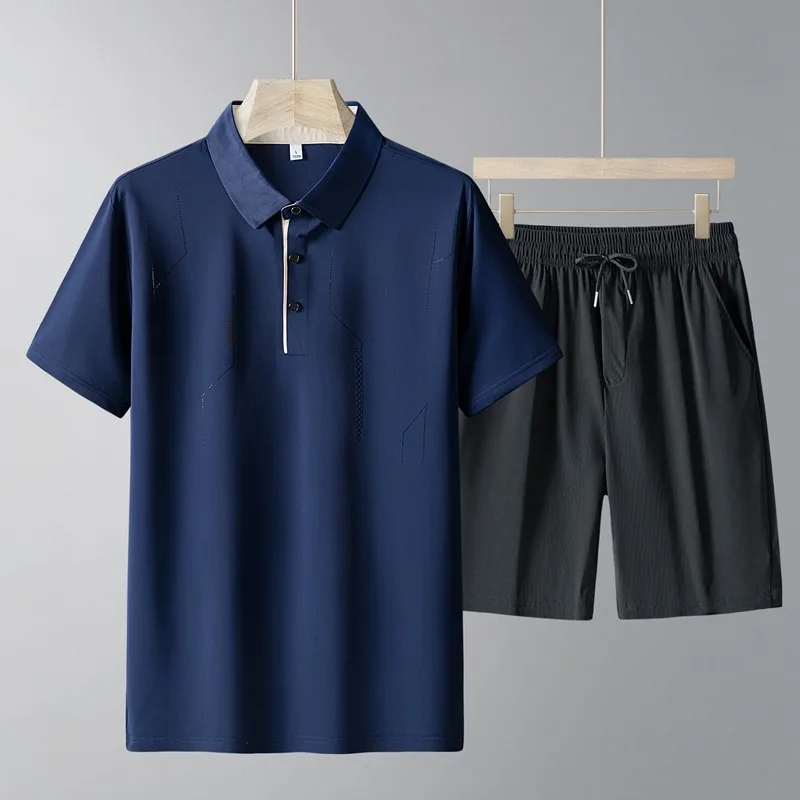 Men's Middle-aged Sports Set Ice Silk Short Sleeve Polo Shirt Shorts Casual Summer Dad Wear Comfortable 2 Piece Outfit
Men's Middle-aged Sports Set Ice Silk Short Sleeve Polo Shirt Shorts Casual Summer Dad Wear Comfortable 2 Piece Outfit