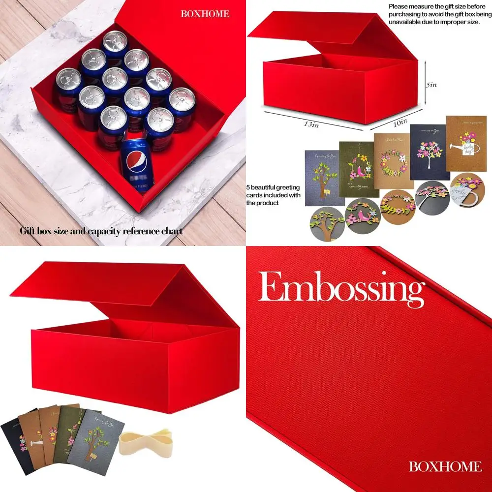 13x10x5 Inch Red Large Gift Boxes with Magnetic Lids, Ideal for Bridesmaid Presents, Includes Card & Ribbon
13x10x5 Inch Red Large Gift Boxes with Magnetic Lids, Ideal for Bridesmaid Presents, Includes Card & Ribbon