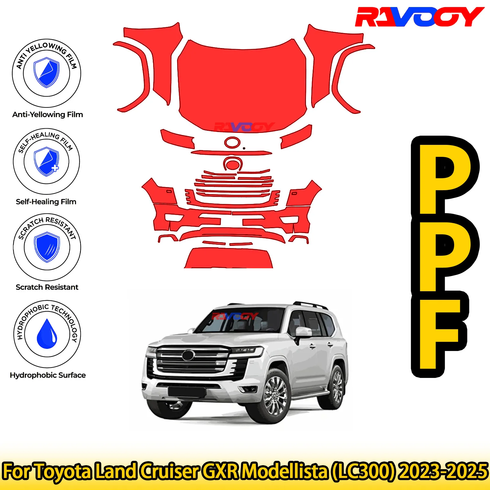 For Toyota Land Cruiser LC300 GR 2022-2025 Glossy Matte Black Precut front PPF Kit Paint Protection Film
For Toyota Land Cruiser LC300 GR 2022-2025 Glossy Matte Black Precut front PPF Kit Paint Protection Film