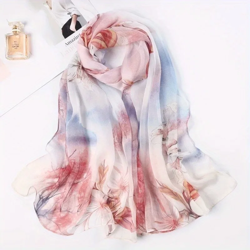 Lightweight Large 100% Mulberry Silk Chiffon Scarf for Women Oblong Shawl Neck Scarf Beach Wrap Headscarf Gift Pack Pink Floral
Lightweight Large 100% Mulberry Silk Chiffon Scarf for Women Oblong Shawl Neck Scarf Beach Wrap Headscarf Gift Pack Pink Floral