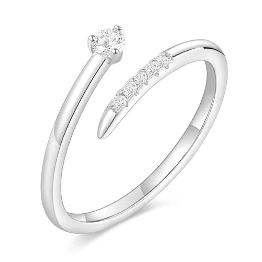 Monkton 1.8mm S925 Sterling Silver Stackable Ring for Women Open Adjustable Cubic Zirconia Eternity Ring Twist Wrap Pave CZ Ban
Monkton 1.8mm S925 Sterling Silver Stackable Ring for Women Open Adjustable Cubic Zirconia Eternity Ring Twist Wrap Pave CZ Ban