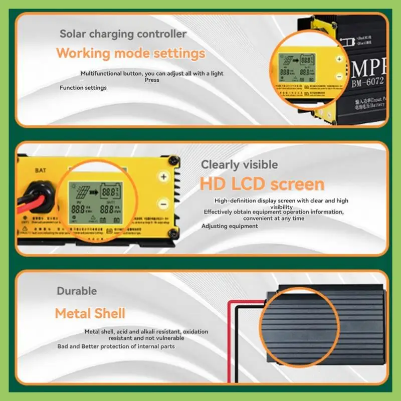 BM6072 600W MPPT Boost Solar Charge Controller For 24V 36V 48V 60V 72V Battery System Solar Panel 12-50V Input Voltage
BM6072 600W MPPT Boost Solar Charge Controller For 24V 36V 48V 60V 72V Battery System Solar Panel 12-50V Input Voltage