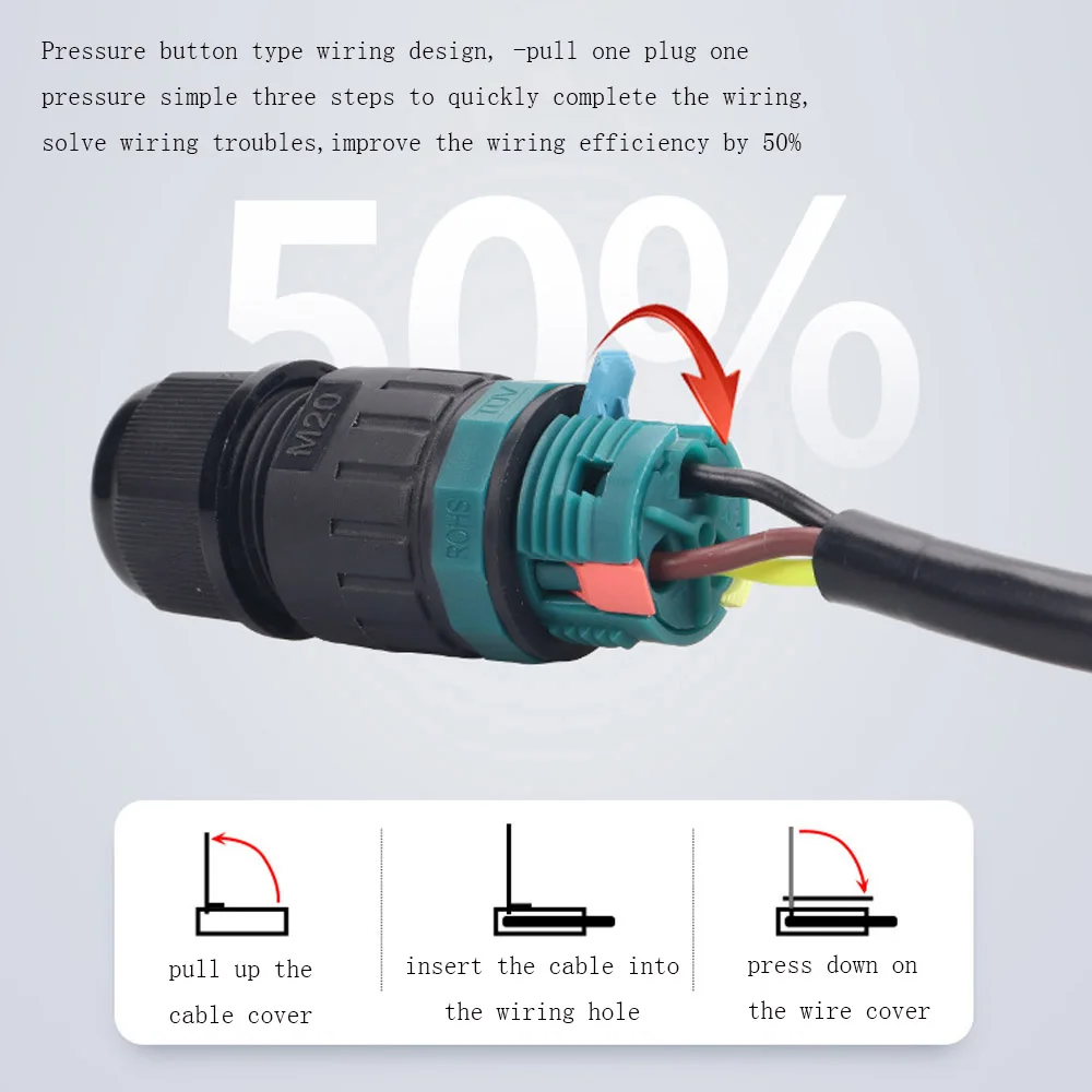 M20 3 Pin Push Type Wiring Terminal Wire Connector for Electrical Light Junction Box DIY IP68 Waterproof Cable Connector
M20 3 Pin Push Type Wiring Terminal Wire Connector for Electrical Light Junction Box DIY IP68 Waterproof Cable Connector