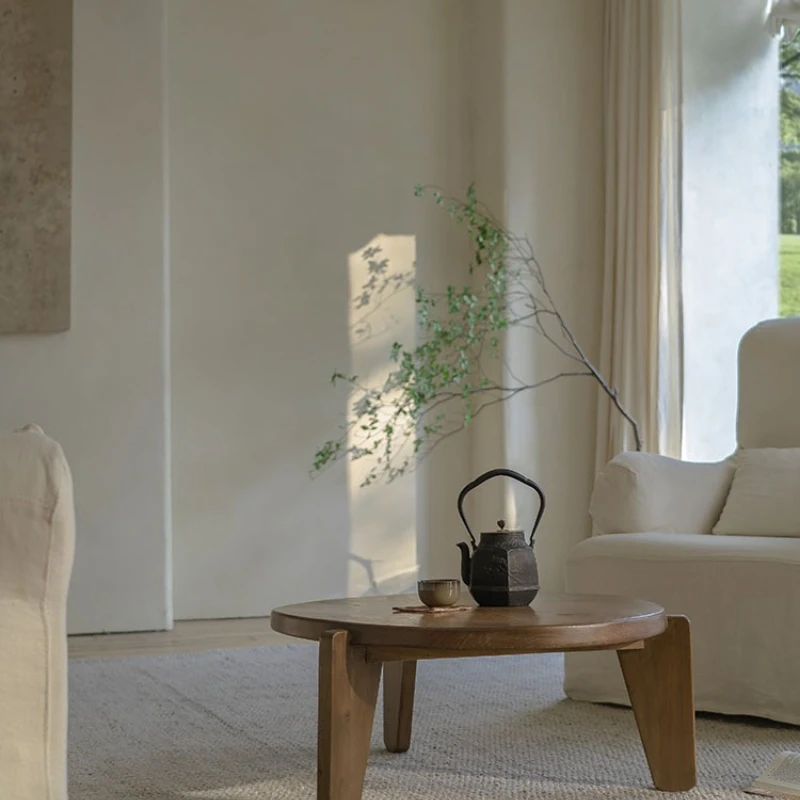 Round coffee table, tea table solid wood living room, small apartment round table Japanese-style wabi-sabi furniture
Round coffee table, tea table solid wood living room, small apartment round table Japanese-style wabi-sabi furniture