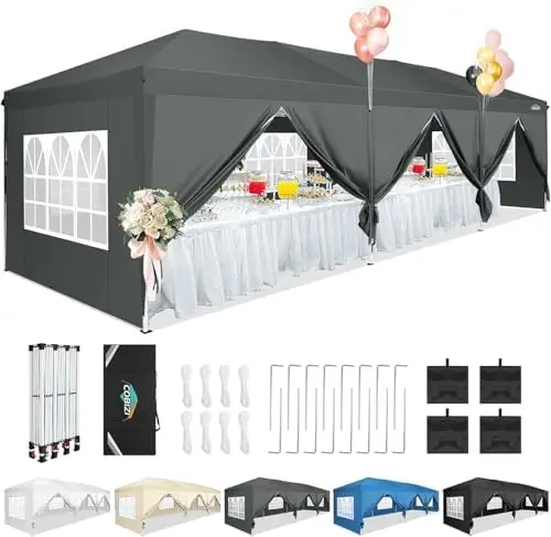10x30 Canopy Party Tent with 8 Walls 10x30 Pop Up Canopy for Parties Waterproof UPF 50+ Outdoor Commercial Event Tent
10x30 Canopy Party Tent with 8 Walls 10x30 Pop Up Canopy for Parties Waterproof UPF 50+ Outdoor Commercial Event Tent