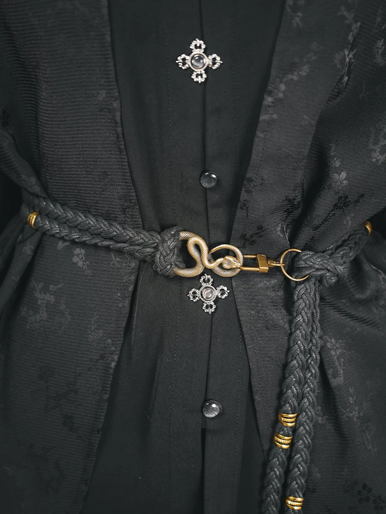 New Chinese Style National Style Weaving Waist Rope Tassels Black Retract The Belt Weaving Wax Rope Metal Lock Buckle Snake Belt
New Chinese Style National Style Weaving Waist Rope Tassels Black Retract The Belt Weaving Wax Rope Metal Lock Buckle Snake Belt