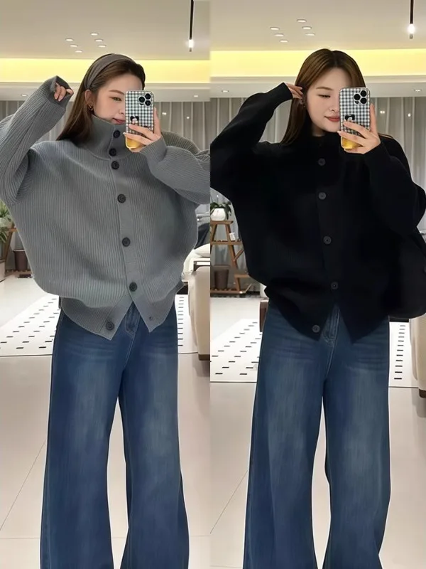 Женский вязаный кардиган большого размера в американском стиле с высоким воротником, осенне-зимний, универсальный, на одной пуговице, в стиле Lazy Sle
Женский вязаный кардиган большого размера в американском стиле с высоким воротником, осенне-зимний, универсальный, на одной пуговице, в стиле Lazy Sle