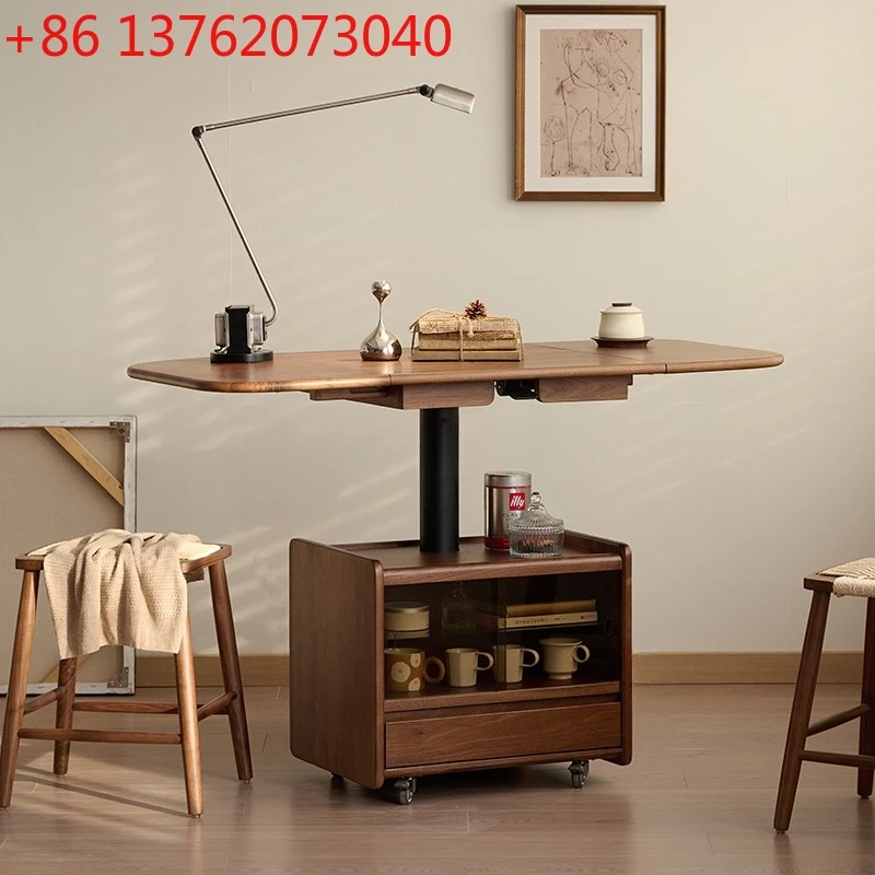 North American black walnut dining table small apartment foldable mobile tea table
North American black walnut dining table small apartment foldable mobile tea table