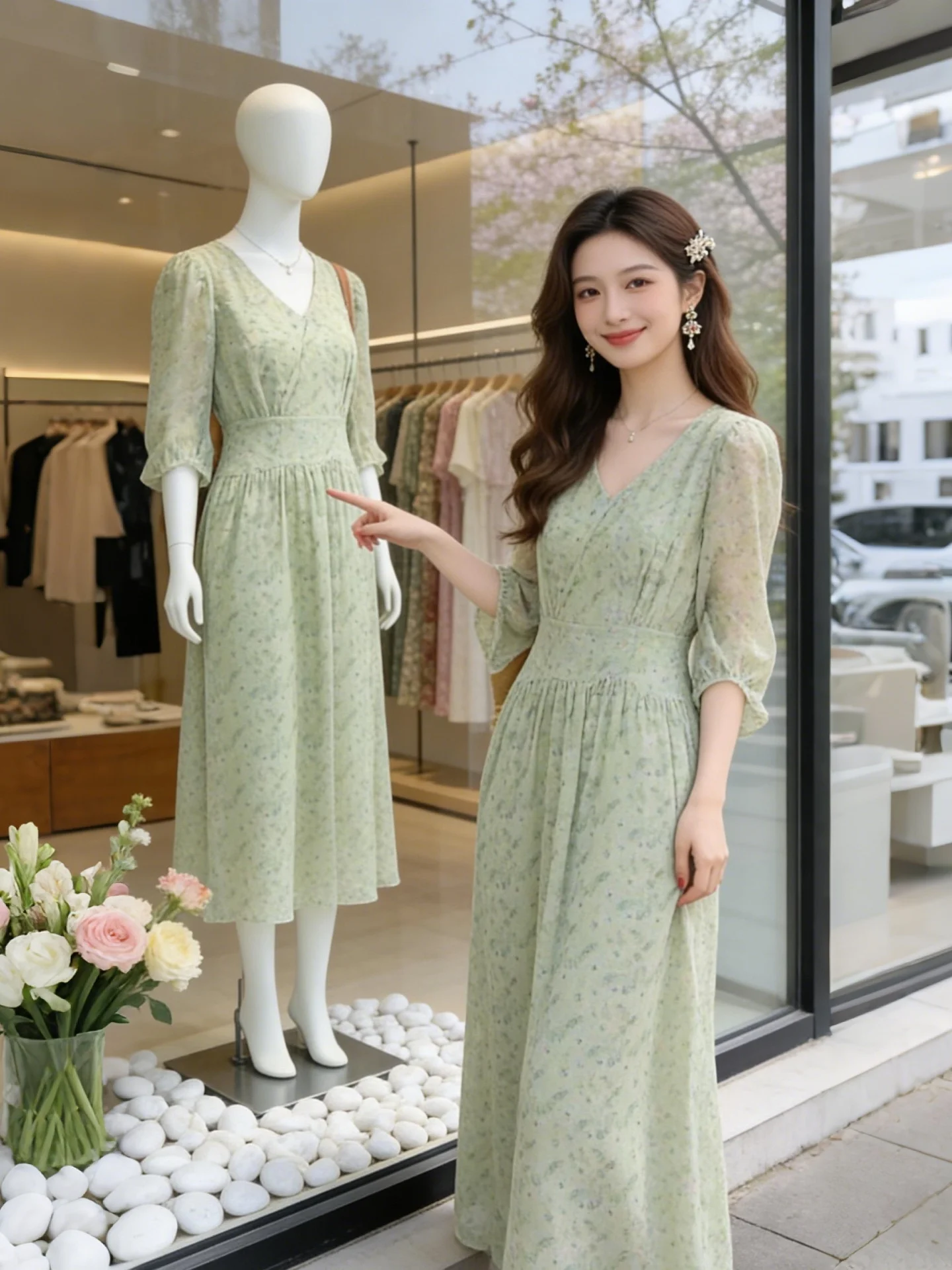 Floral Print A-Line Dress Women's V-Neck Slim Fit Long Commute Friendly Korean Style Autumn Spring New Arrival
Floral Print A-Line Dress Women's V-Neck Slim Fit Long Commute Friendly Korean Style Autumn Spring New Arrival