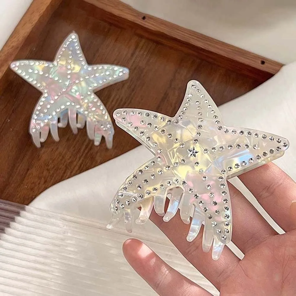 Rhinestone-inlay Starfish Hair Claw Headwear Five Pointed Star Colorful White Shark Clip Large Waterproof Acetic Acid Hair Claw
Rhinestone-inlay Starfish Hair Claw Headwear Five Pointed Star Colorful White Shark Clip Large Waterproof Acetic Acid Hair Claw