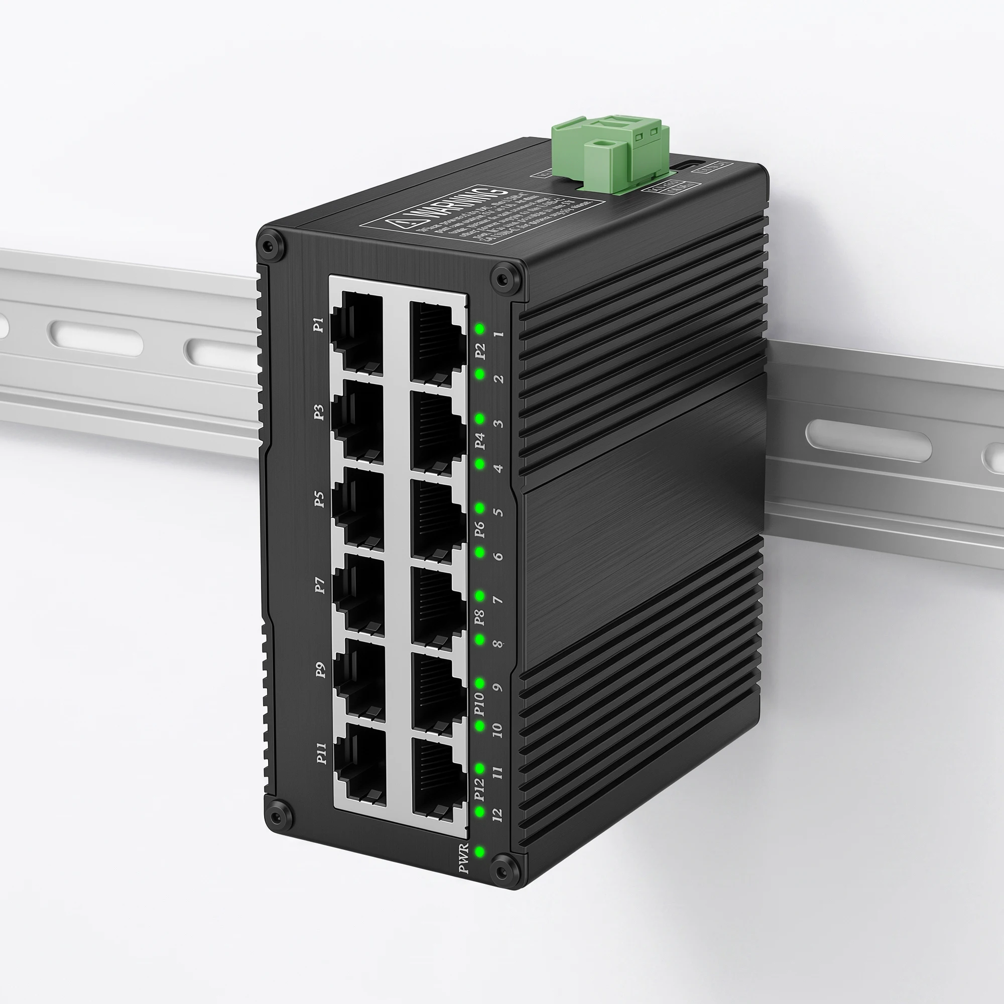 Industrial 12 Ports Ethernet Switch,Din Rail Mount Gigabit PoE Network Switch,Unmanaged 1000M RJ45 Switch,IEEE 802.3af/at/bt
Industrial 12 Ports Ethernet Switch,Din Rail Mount Gigabit PoE Network Switch,Unmanaged 1000M RJ45 Switch,IEEE 802.3af/at/bt